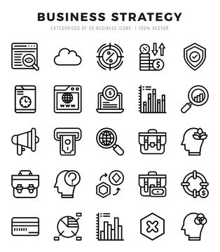 Business Strategy elements. Lineal web icon set. Simple vector illustration. Illustrazione stock