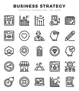 Business Strategy elements. Lineal web icon set. Simple vector illustration. 스톡 일러스트