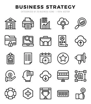 Business Strategy elements. Lineal web icon set. Simple vector illustration. Illustrazione stock