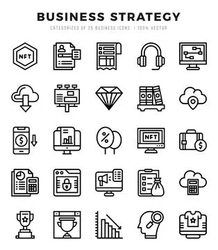 Business Strategy elements. Lineal web icon set. Simple vector illustration. Stock Illustration
