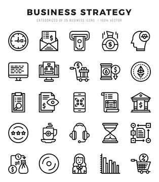 Business Strategy elements. Lineal web icon set. Simple vector illustration. Stock Illustration