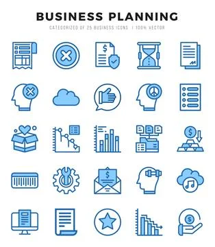 Business Strategy elements. Two Color web icon set. Simple vector illustratio 스톡 일러스트