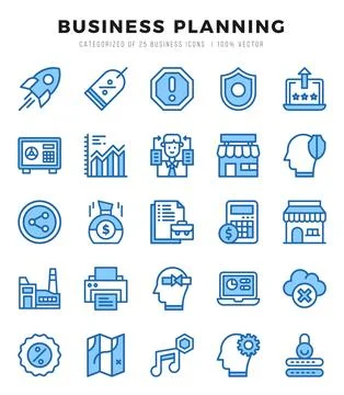 Business Strategy elements. Two Color web icon set. Simple vector illustratio Stock Illustration