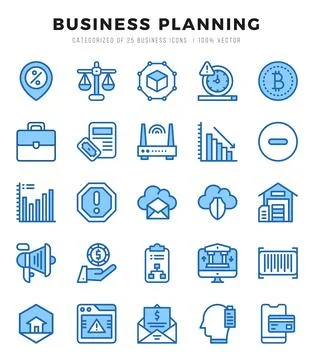 Business Strategy elements. Two Color web icon set. Simple vector illustratio Stock Illustration