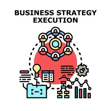 Business strategy execution process developing new ideas 库存插图