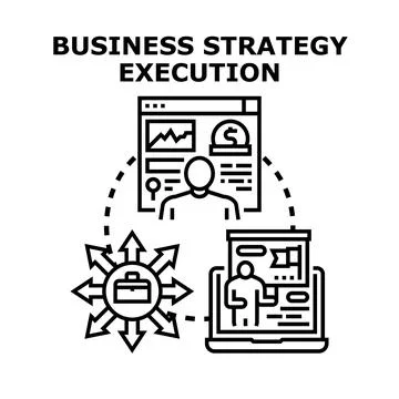 Business strategy execution process planning development Stock Illustration