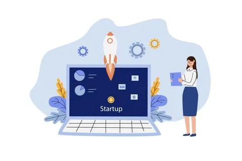 Business strategy for finding solutions to launch startup Stock Illustration