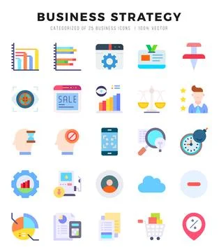 Business Strategy Flat icons. Vector Flat illustration. Stock Illustration