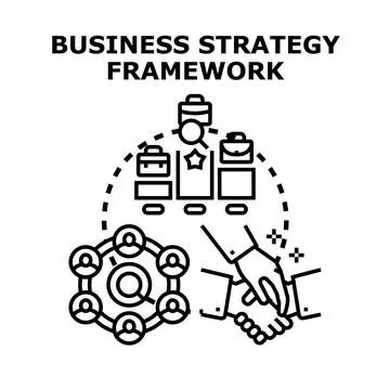 Business strategy framework connecting team collaboration for success Stock Illustration