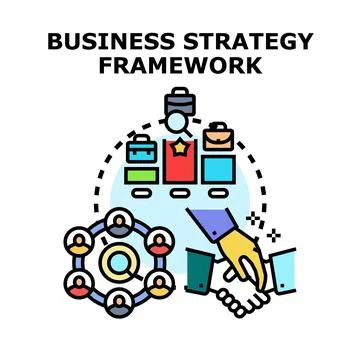 Business strategy framework connecting team collaboration for success Stock Illustration