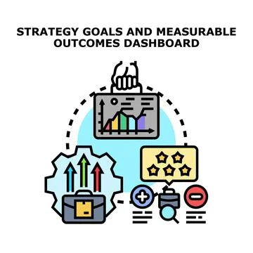 Business strategy goals measuring performance evaluation dashboard Stock Illustration