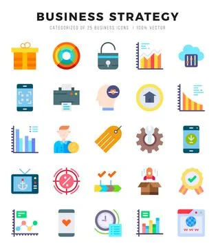 Business Strategy Icon Bundle 25 Icons for Websites and Apps Stock Illustration