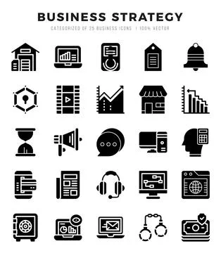 Business Strategy Icon Bundle 25 Icons for Websites and Apps Stock Illustration