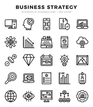 Business Strategy Icon Bundle 25 Icons for Websites and Apps Stock Illustration