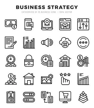 Business Strategy Icon Bundle 25 Icons for Websites and Apps Stock Illustration