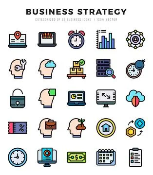 Business Strategy Icon Bundle 25 Icons for Websites and Apps Stock Illustration