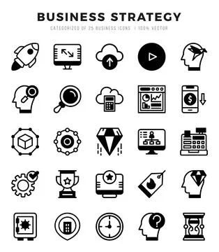 Business Strategy Icon Bundle 25 Icons for Websites and Apps Illustrazione stock