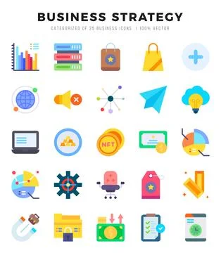Business Strategy Icons bundle. Flat style Icons. Vector illustration. イラスト素材