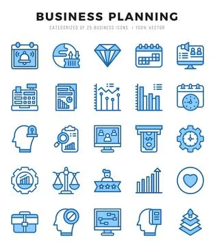 Business Strategy Icons bundle. Two Color style Icons. Vector illustration. Stock-Illustration