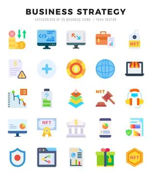 Business Strategy Icons Pack. Flat icons set. Flat icon collection set. Sim.. Stock-Illustration