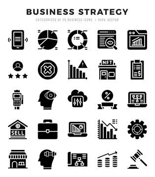 Business Strategy icons set. Vector illustration. Stock Illustration