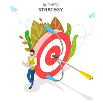 Business strategy isometric flat vector conceptual illustration. Stock Illustration