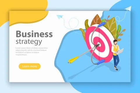 Business strategy isometric flat vector conceptual illustration. Stock Illustration