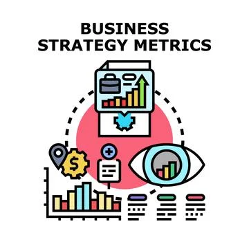 Business strategy metrics tracking optimizing growth performance Stock Illustration