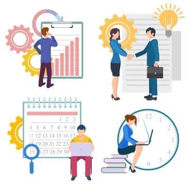Business Strategy, Partnership and Develop Vector 스톡 일러스트