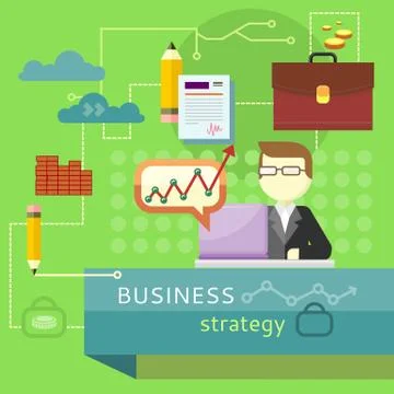 Business Strategy. Performance Analysis Banner Stock Illustration