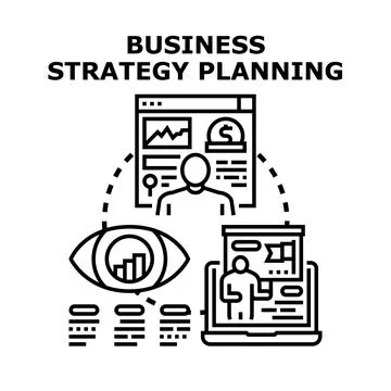 Business strategy planning concept with data analysis and goal setting Stock Illustration