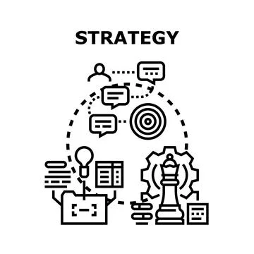 Business strategy planning creating tactical solution process Stock Illustration