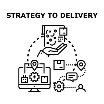 Business strategy planning to delivery process concept Stock Illustration