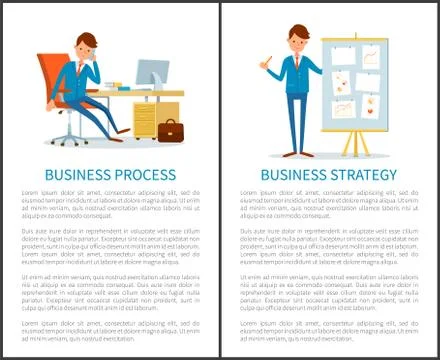 Business Strategy Process, Presentation on Board 스톡 일러스트