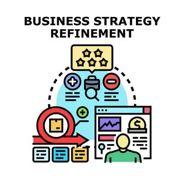 Business strategy refinement optimizing development process investing Stock Illustration