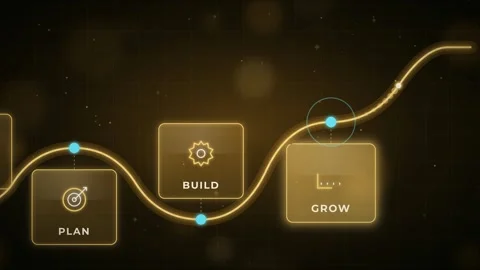 Business Strategy Roadmap Interface Animation Glow Line Motion Graphic Abstract Stock Footage 347289061