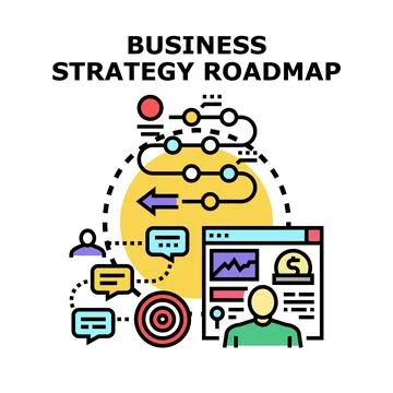 Business strategy roadmap planning development goals Stock Illustration