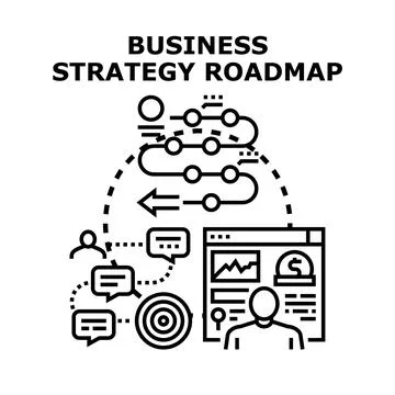Business strategy roadmap planning development goals Illustrazione stock