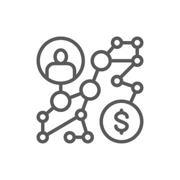 Business strategy, success way, algorithm, instruction line icon. Stock Illustration