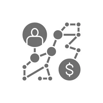 Business strategy, success way, algorithm, instruction grey icon. Stock Illustration