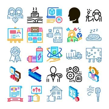 Business, strategy, technology and everyday concepts icons Stock Illustration