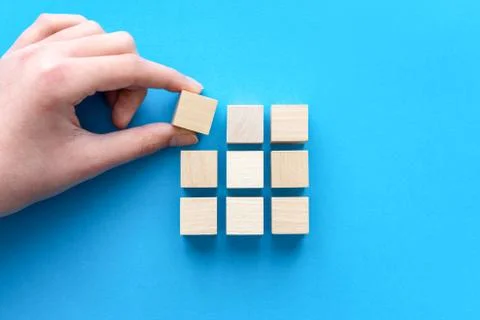 Business strategy theme concept using wood block Stock Photos