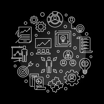 Business Strategy vector concept outline round illustration Stock Illustration