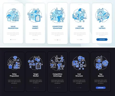 Business structure components onboarding mobile app page screen Stockillustratie