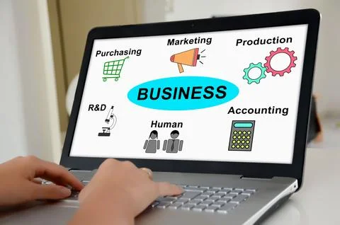 Business structure concept on a laptop screen Stock Photos