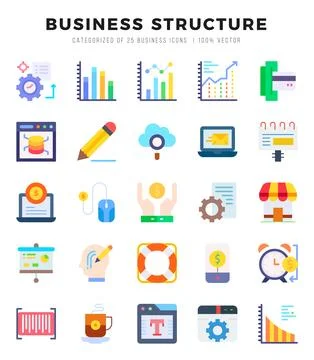Business Structure elements. Flat web icon set. Simple vector illustration. 스톡 일러스트