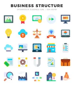 Business Structure elements. Flat web icon set. Simple vector illustration. Illustrazione stock