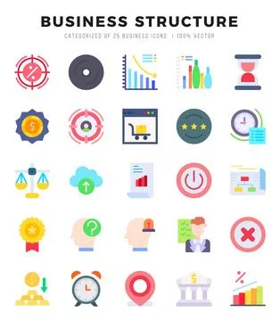Business Structure elements. Flat web icon set. Simple vector illustration. Stock Illustration