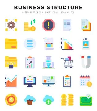 Business Structure elements. Flat web icon set. Simple vector illustration. Stock Illustration