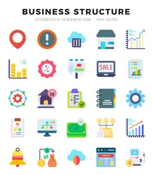 Business Structure elements. Flat web icon set. Simple vector illustration. Illustrazione stock